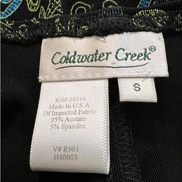 Coldwater Creek Midi Dress in 60s Inspired Green and Blue Floral Size Small - Picture 5 of 6